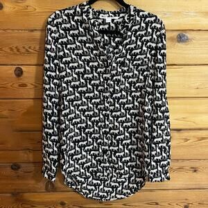 Diane Von Furstenberg Safari Print Blouse Size 4